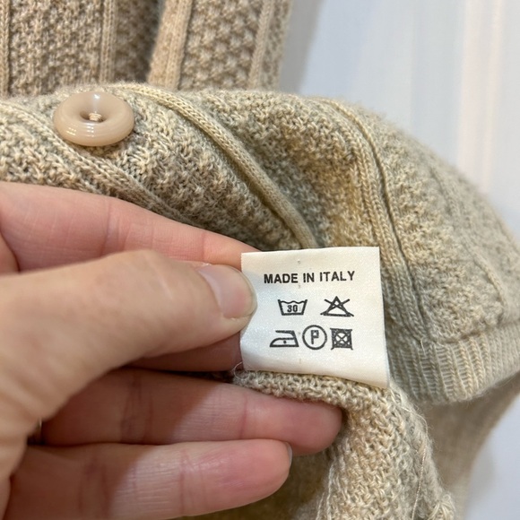 Made In Italy Wool Blend Sweater Vest Unisex Size L Lightweight Fisherman Boho - Picture 9 of 9